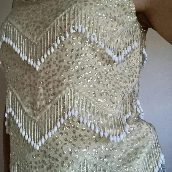 100% wool silk lined ivory vintage top sequins beaded detail|12 fairy SWIFTY - Picture 4 of 6